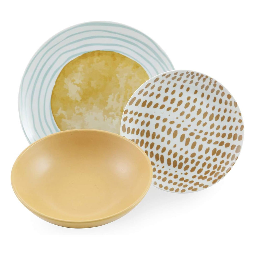 Marea Servizio Piatti In Porcellana Colorata Set 18 Pz