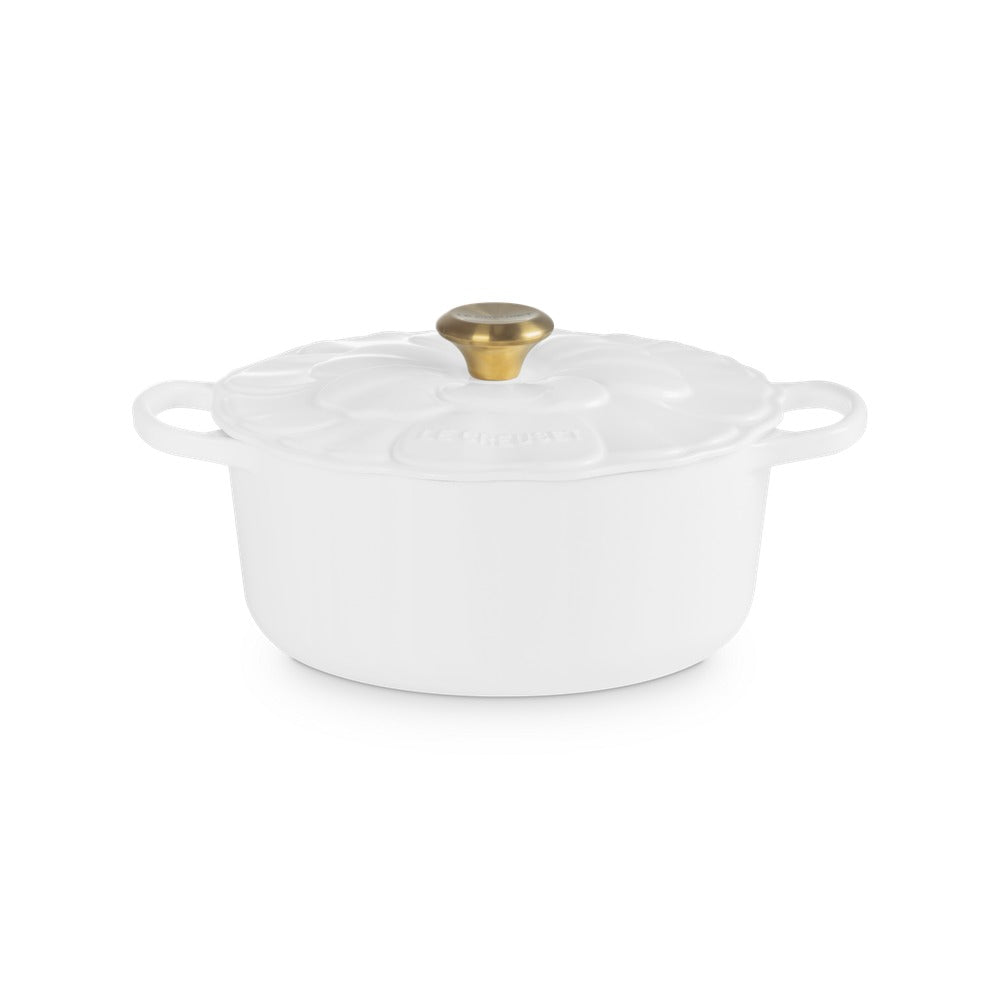 26 cm - Le Creuset Evolution Cocotte Rotonda Con Coperchio a Fiore In Ghisa Vetrificata