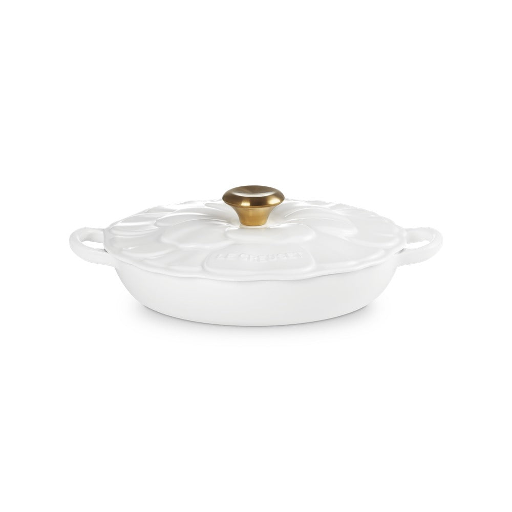 26 cm - Le Creuset Evolution Tegame Basso Rotondo Con Coperchio a Fiore In Ghisa Vetrificata