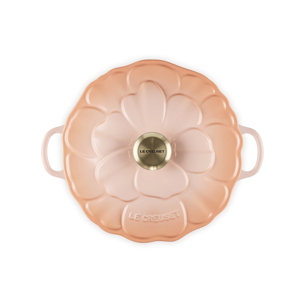 26 cm - Le Creuset Evolution Tegame Basso Rotondo Con Coperchio a Fiore In Ghisa Vetrificata