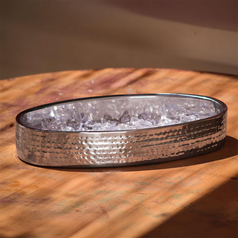 40.5 x 20 cm  - Portofino Double Wall Coppa Ovale In Acciaio Satinato