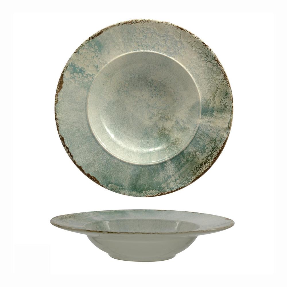 17 cm - Mesa Ceramics Matcha Piatto Fondo Pasta Bowl Decorato In Gres porcellanato Set 4 Pz
