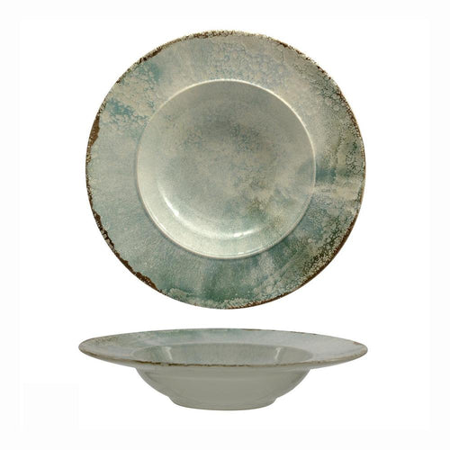 17 cm - Mesa Ceramics Matcha Piatto Fondo Pasta Bowl Decorato In Gres porcellanato Set 4 Pz