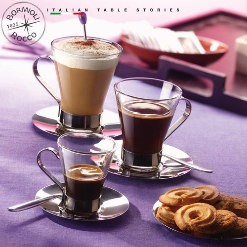 22 Cl Bormioli Rocco Ypsilon Tazza Cappuccino In Vetro Set 6 Pz