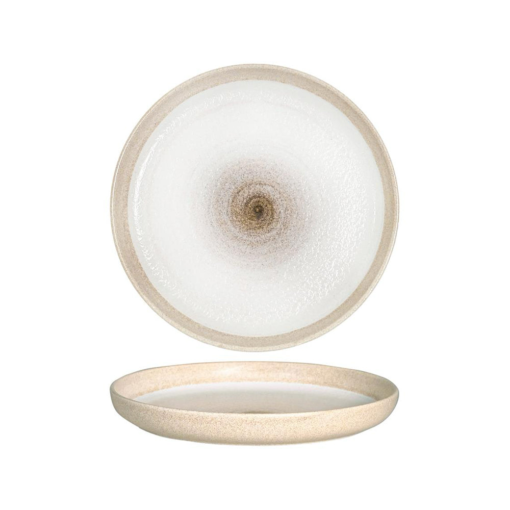 24 cm - Gemscape Sabbia Piatto Piano Bordo Nordico In Porcellana Set 3 Pz