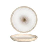 24 cm - Gemscape Sabbia Piatto Piano Bordo Nordico In Porcellana Set 3 Pz