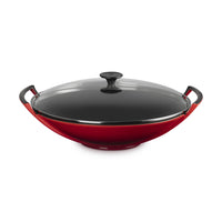 36 cm - Le Creuset Forme Speciali Wok In Ghisa Vetrificata Con Coperchio In Vetro