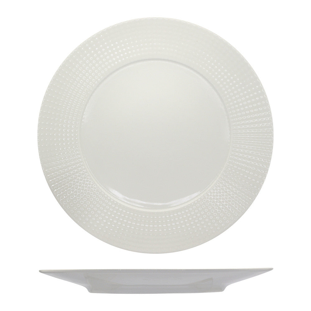 25 cm - Ariane Point Piatto Piano A Falda In Porcellana - Set 12 Pz