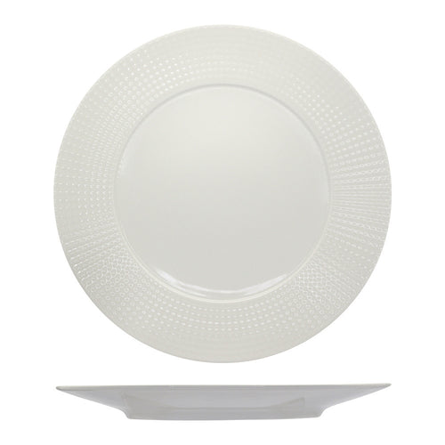 28 cm - Ariane Point Piatto Piano A Falda In Porcellana - Set 6 Pz