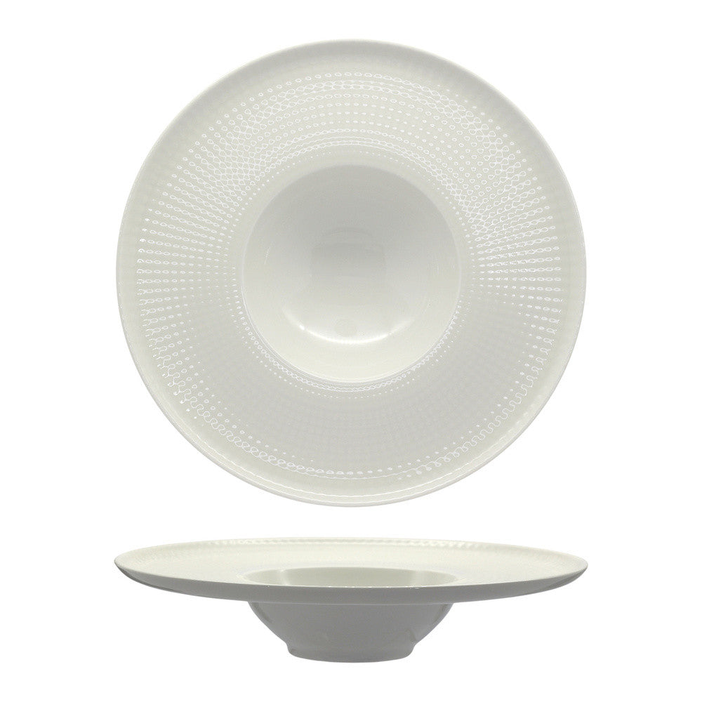 22 cm - Ariane Point Piatto Fondo Pasta A Falda In Porcellana - Set 6 Pz