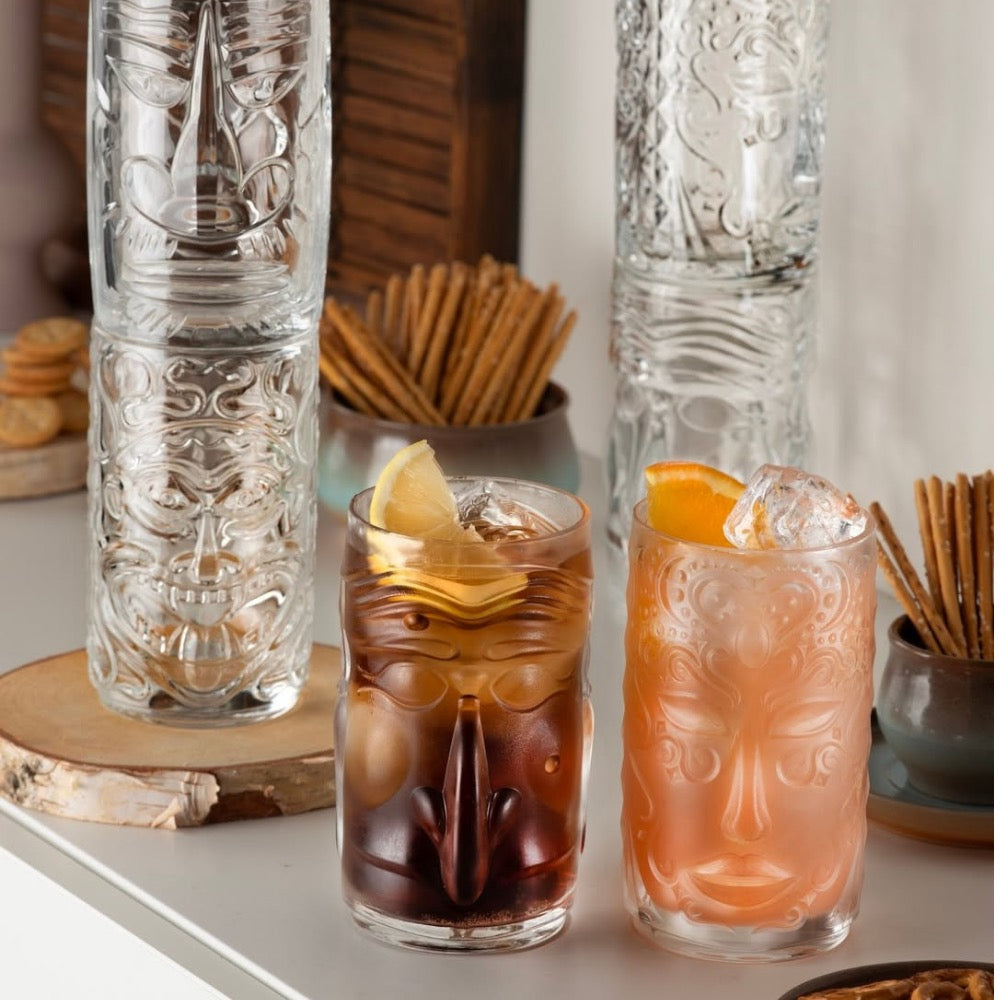 45 cl - RCR Cristalleria Italiana Tiki Pulcinella Bicchiere Bibita Set 4 Pz