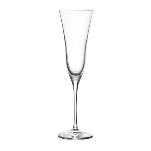 17 cl - RCR Cristalleria Italiana Sabina Calice Flute In Vetro Luxion Set 6 Pz