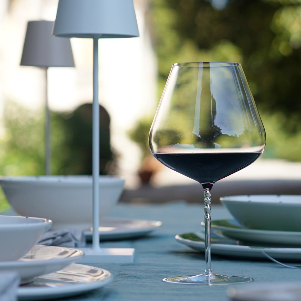 102 cl - Jcl Calice Vin Rouge Tige en Spirale en Verre - Ensemble 2 Pcs