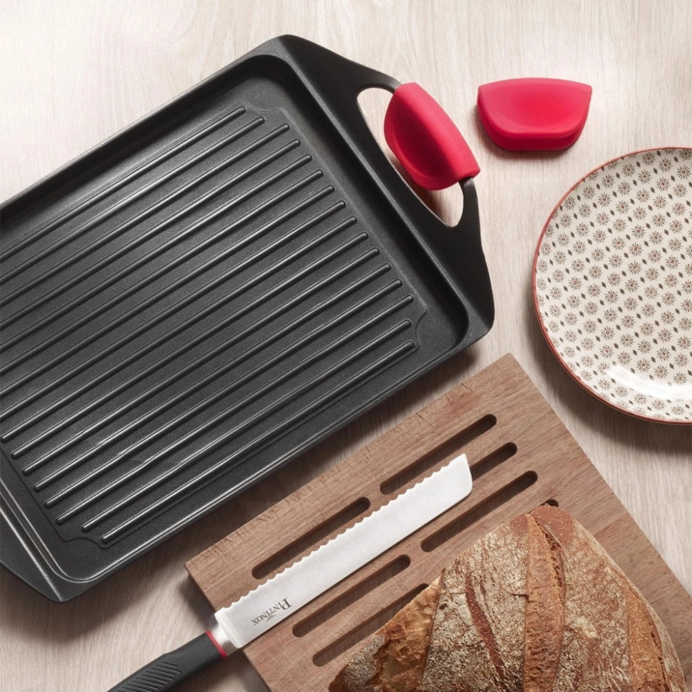 45x27 cm - Pintinox Pro Piastra Grill Rettangolare In Alluminio Antiaderente