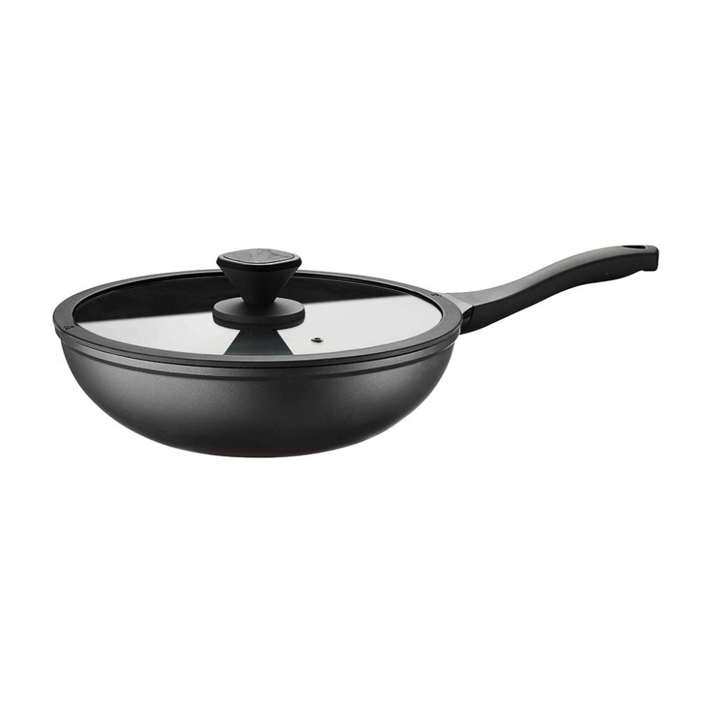 30 cm - Pintinox Pro Wok Con Coperchio In Alluminio Antiaderente