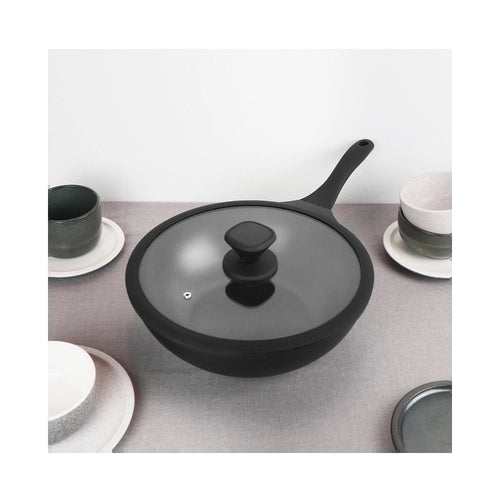 30 cm - Pintinox Pro Wok Con Coperchio In Alluminio Antiaderente