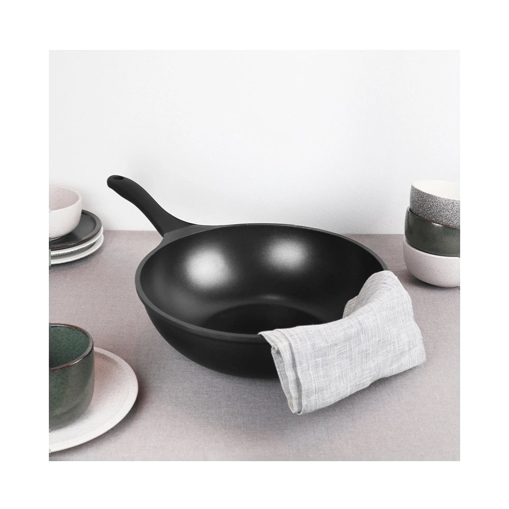 30 cm - Pintinox Pro Wok Con Coperchio In Alluminio Antiaderente