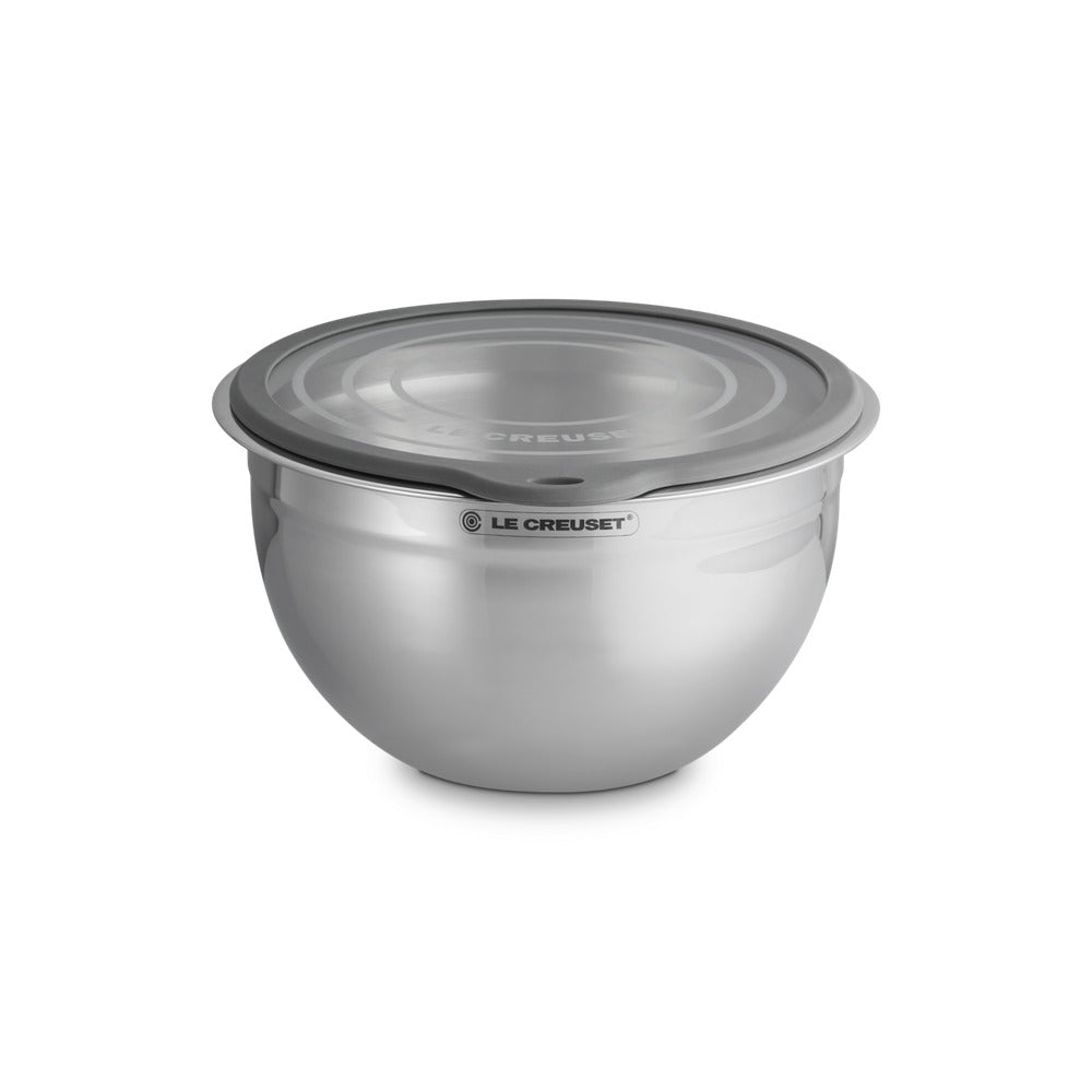 Le Creuset Acciaio Inox Ciotola per Impasto In Acciaio Inox Con Coperchio in Vetro e Bordo In Silicone