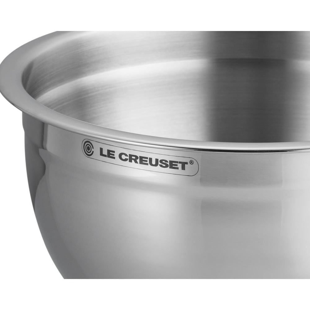Le Creuset Acciaio Inox Ciotola per Impasto In Acciaio Inox Con Coperchio in Vetro e Bordo In Silicone