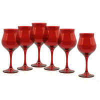 37 cl - Pasabahce Wavy Red Calice Vino Rosso In Vetro Colorato Set 6 Pz