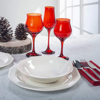 30.5 cl - Pasabahce Wavy Red Calice Vino Bianco In Vetro Colorato Set 6 Pz