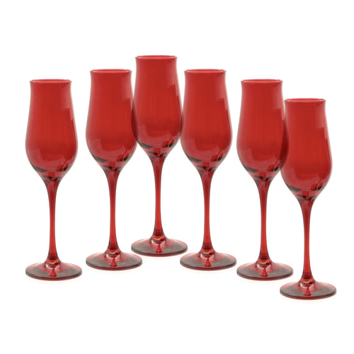 19 cl - Pasabahce Wavy Red Calice Flute In Vetro Colorato Set 6 Pz