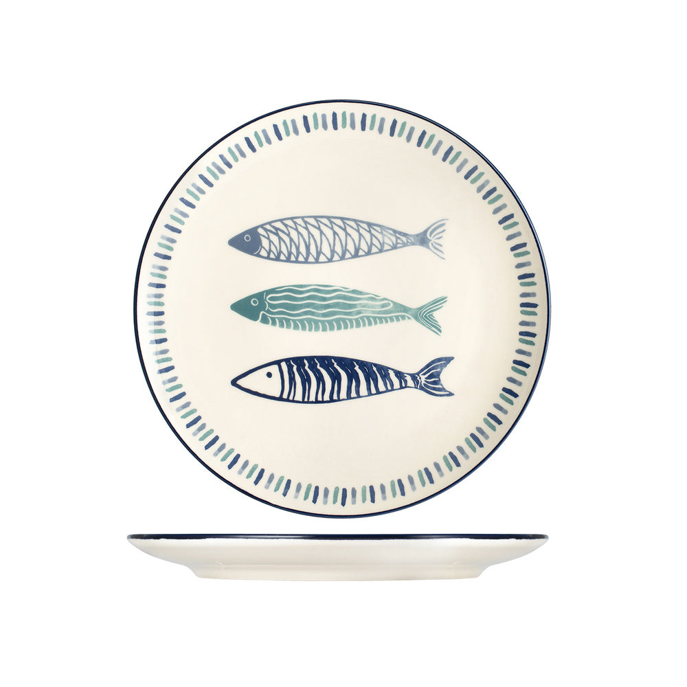 26 cm - H&H Sardinas Piatto Piano In Stoneware - Set 6 Pz