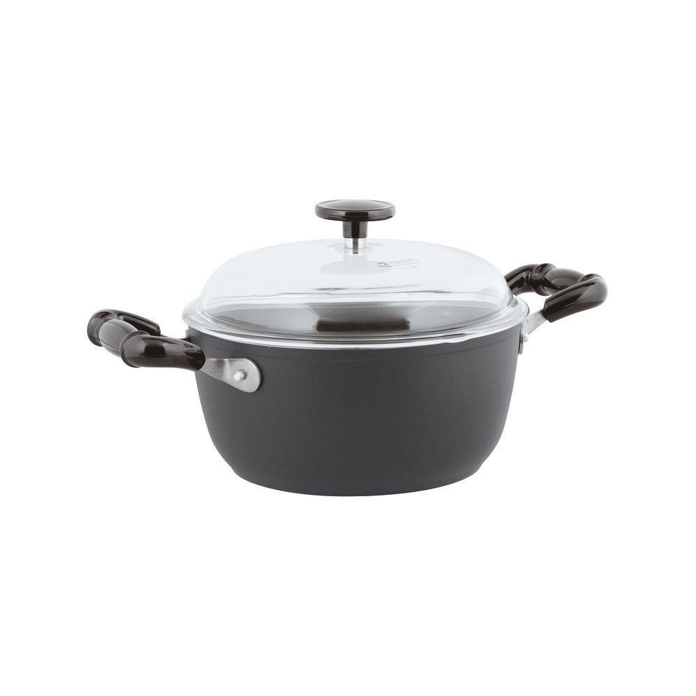 Sambonet 1965 Vintage Quarzo Nero Casseruola Alta Con Coperchio Antiaderente In Alluminio
