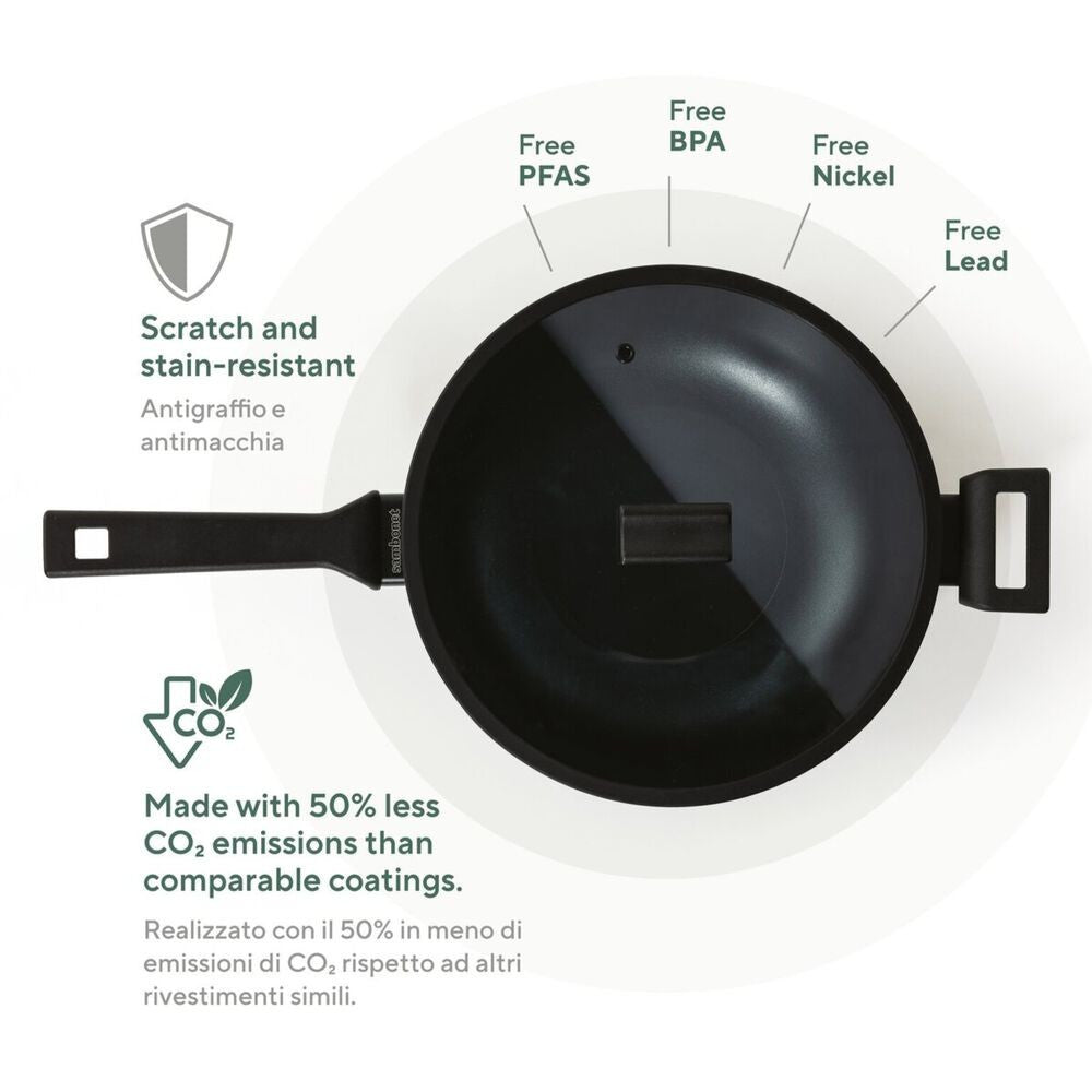 30 cm - Sambonet Titan Pro Green Wok Antiaderente In Alluminio