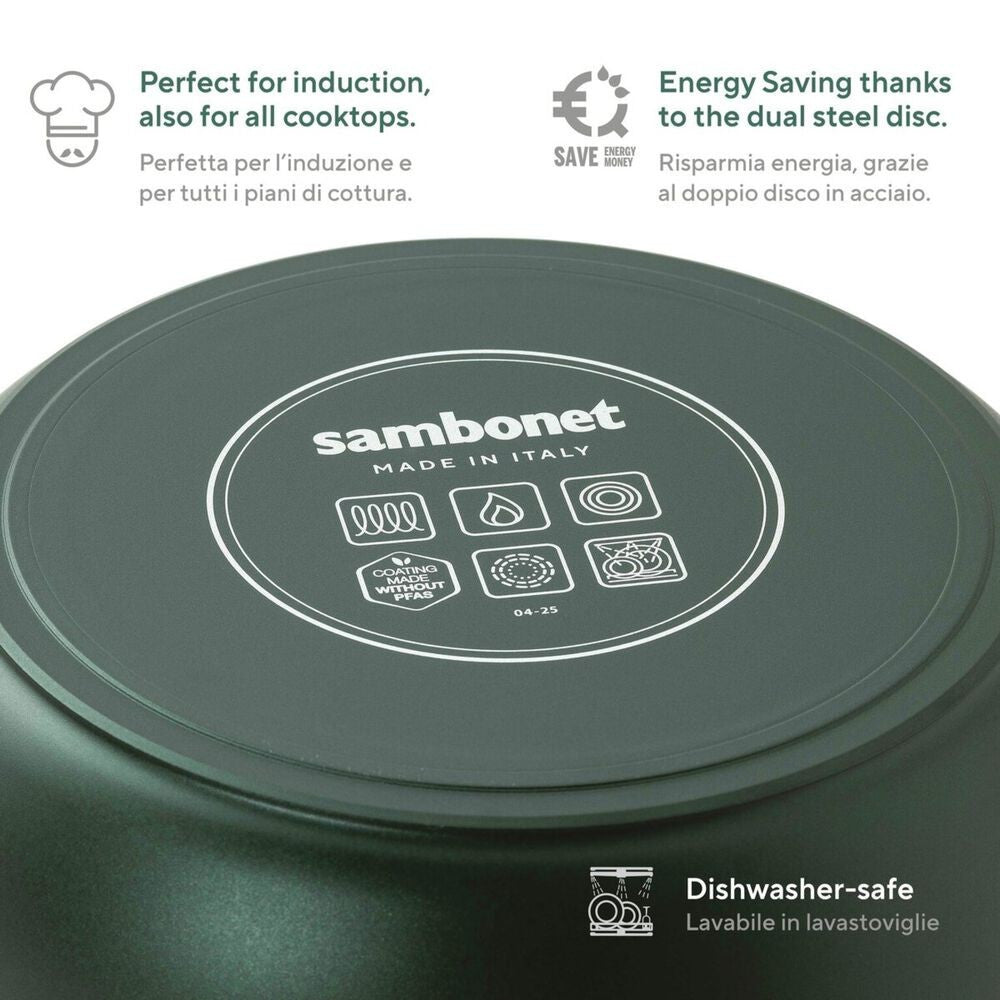 30 cm - Sambonet Titan Pro Green Wok Antiaderente In Alluminio