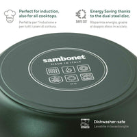 30 cm - Sambonet Titan Pro Green Wok Antiaderente In Alluminio