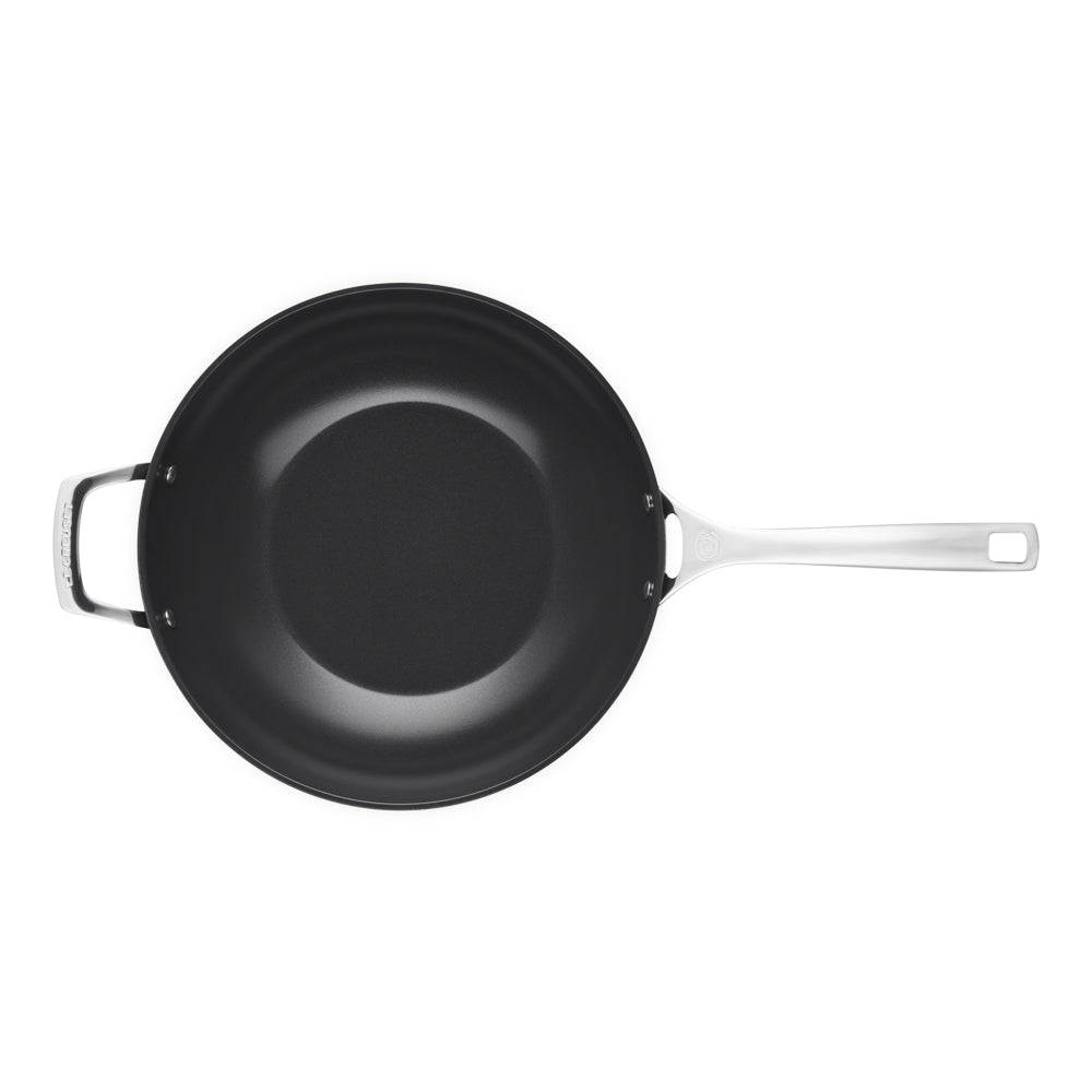 30 cm - Le Creuset Essential Wok Con Manico Lungo Con Rivestimento In Ceramica In Acciaio Inox
