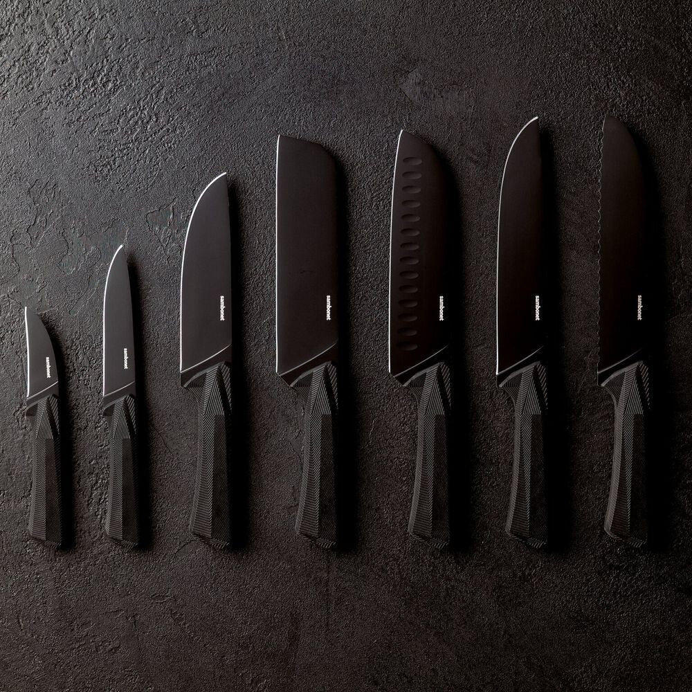 20 cm - Sambonet Black Edge Coltello Cucina In Acciaio Inox Manico In Nylon