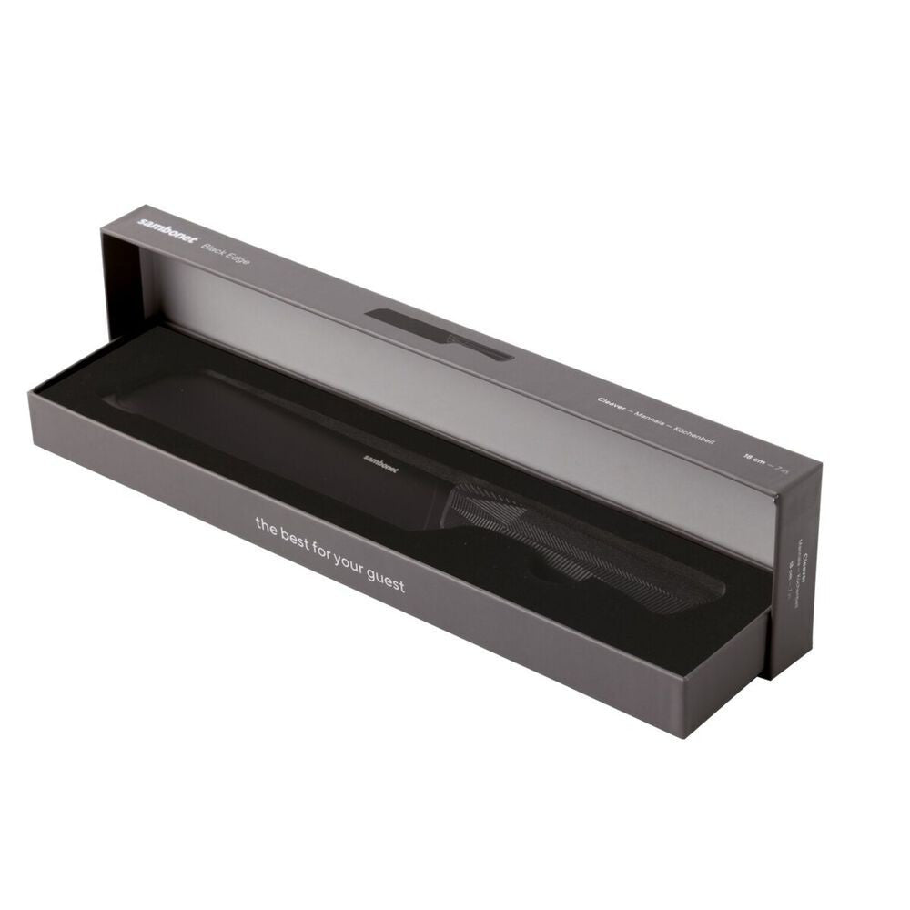 18 cm - Sambonet Black Edge Coltello Affetta Formaggio In Acciaio Inox Manico In Nylon