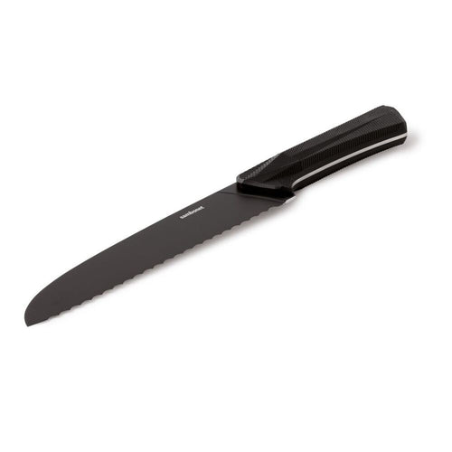 20 cm - Sambonet Black Edge Coltello Pane In Acciaio Inox Manico In Nylon