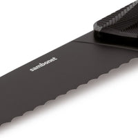 20 cm - Sambonet Black Edge Coltello Pane In Acciaio Inox Manico In Nylon