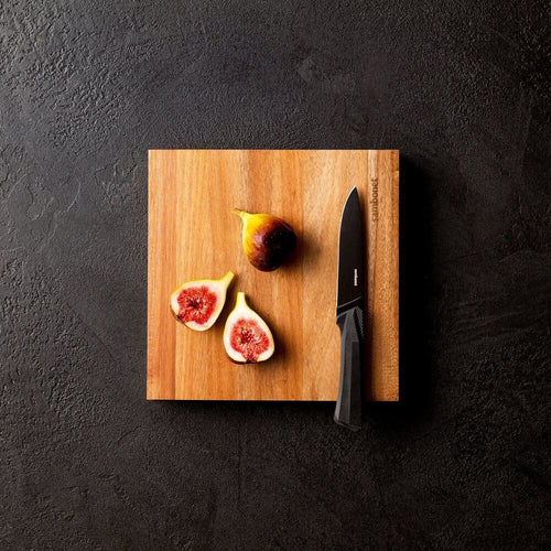 23x23 cm - Sambonet Black Edge Tagliere Cucina Magnetico Quadrato In Legno Di Acacia