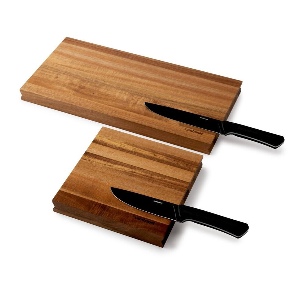 46x23 cm - Sambonet Black Edge Tagliere Cucina Magnetico Rettangolare In Legno Di Acacia