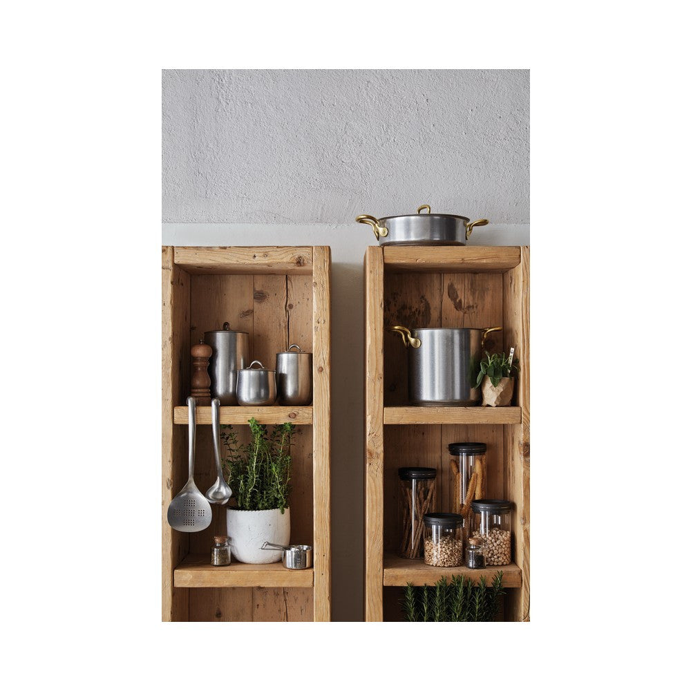 Sambonet 1965 Vintage Casseruola Alta Con Coperchio In Acciaio Inox Manici In Ottone