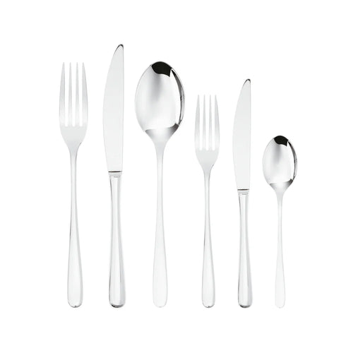 Porzellan-Tafelservice + Besteckset aus Edelstahl + Wassergläser-Set