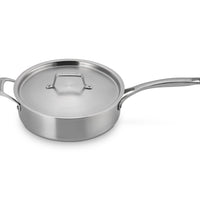 Le Creuset Essential Acciaio Inox Padella Alta Sautè Con Coperchio e Manico Lungo In Acciaio Inox