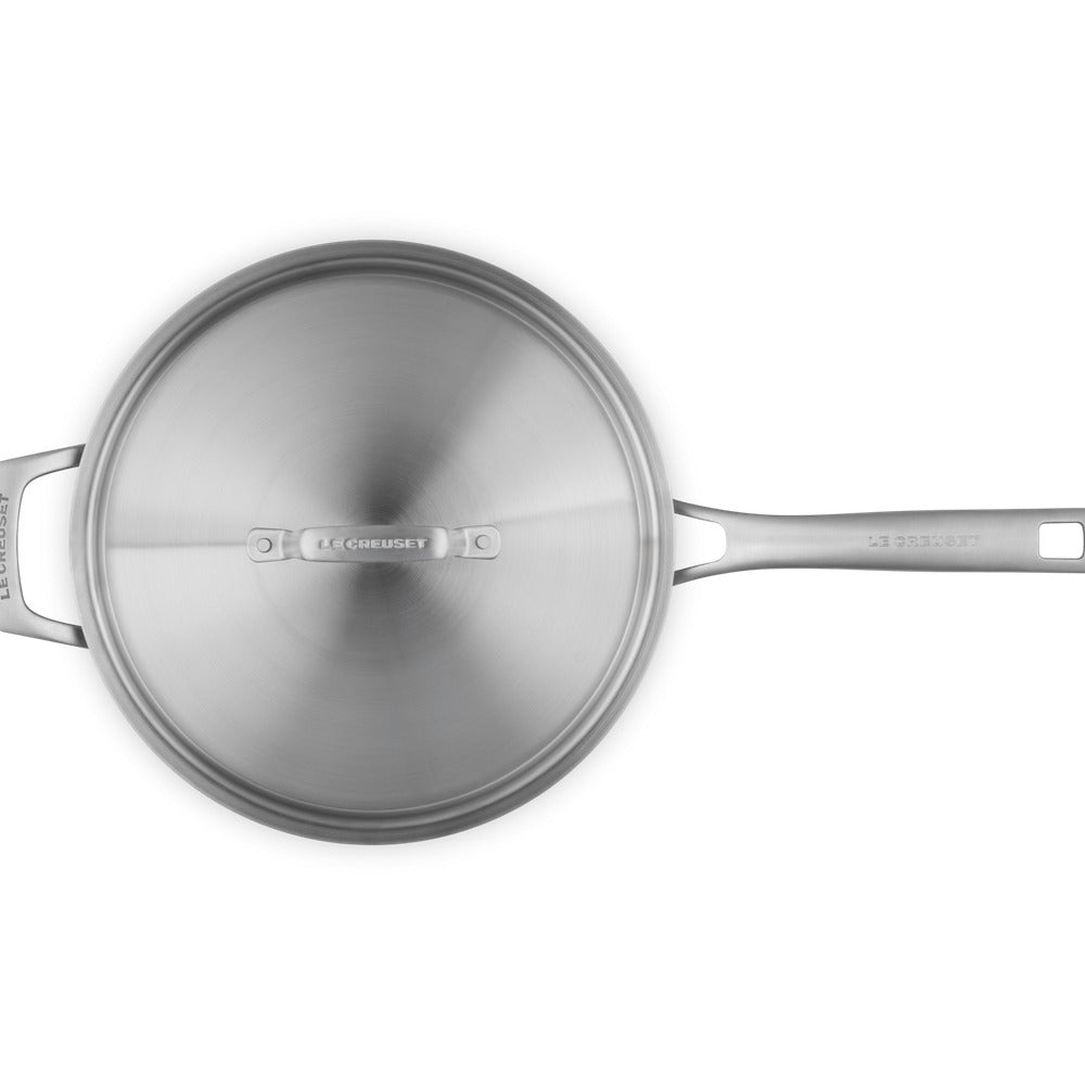Le Creuset Essential Acciaio Inox Padella Alta Sautè Con Coperchio e Manico Lungo In Acciaio Inox