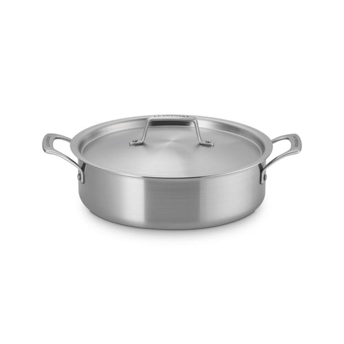 Le Creuset Essential Acciaio Inox Padella Alta Sautè Con Coperchio e Doppie Maniglie In Acciaio Inox
