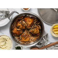 Le Creuset Essential Acciaio Inox Padella Alta Sautè Con Coperchio e Doppie Maniglie In Acciaio Inox