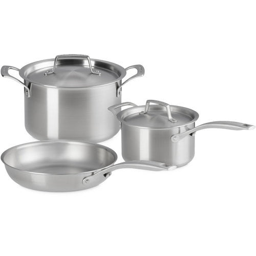 Le Creuset Inox Essential Set Pentole e Padelle In Acciaio Inox Set 3 Pz