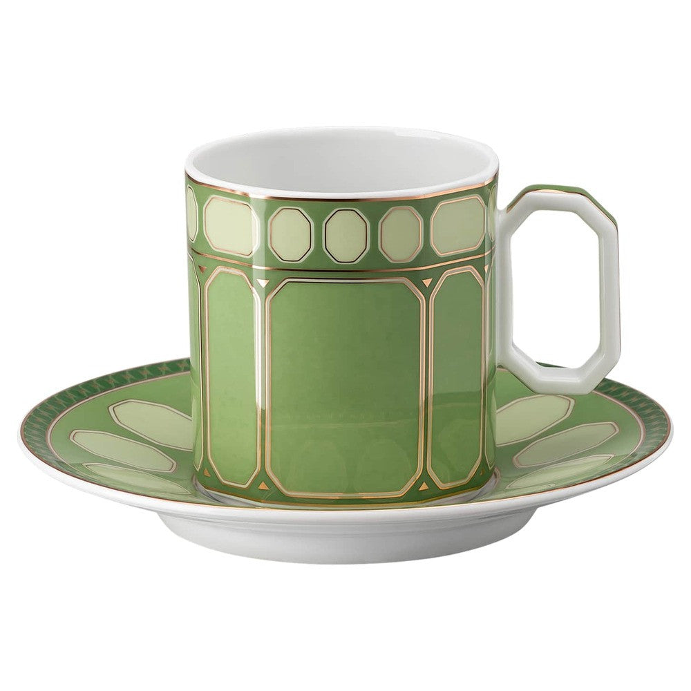 18 cl - Swarovski x Rosenthal Signum Tazzina Caffè Con Piattino In Porcellana