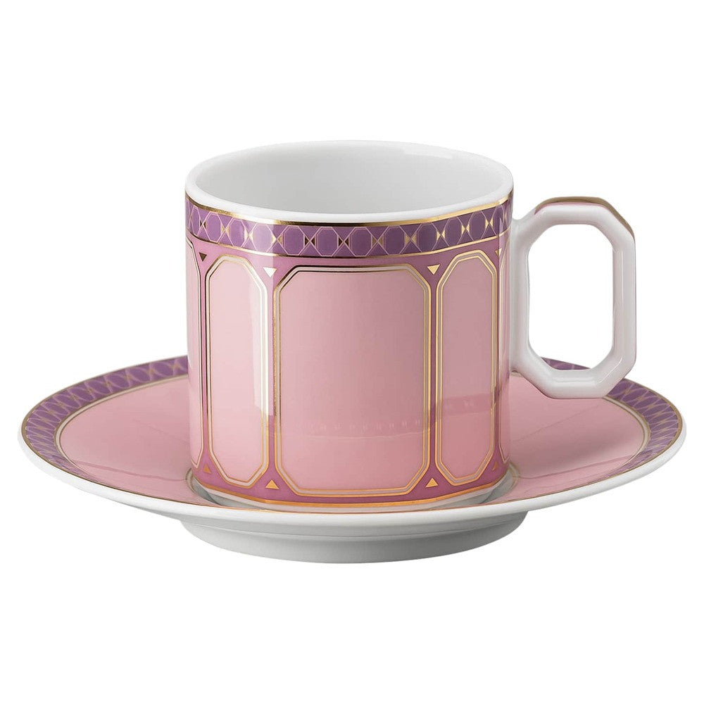 8 cl - Swarovski x Rosenthal Signum Tazzina Espresso Con Piattino In Porcellana