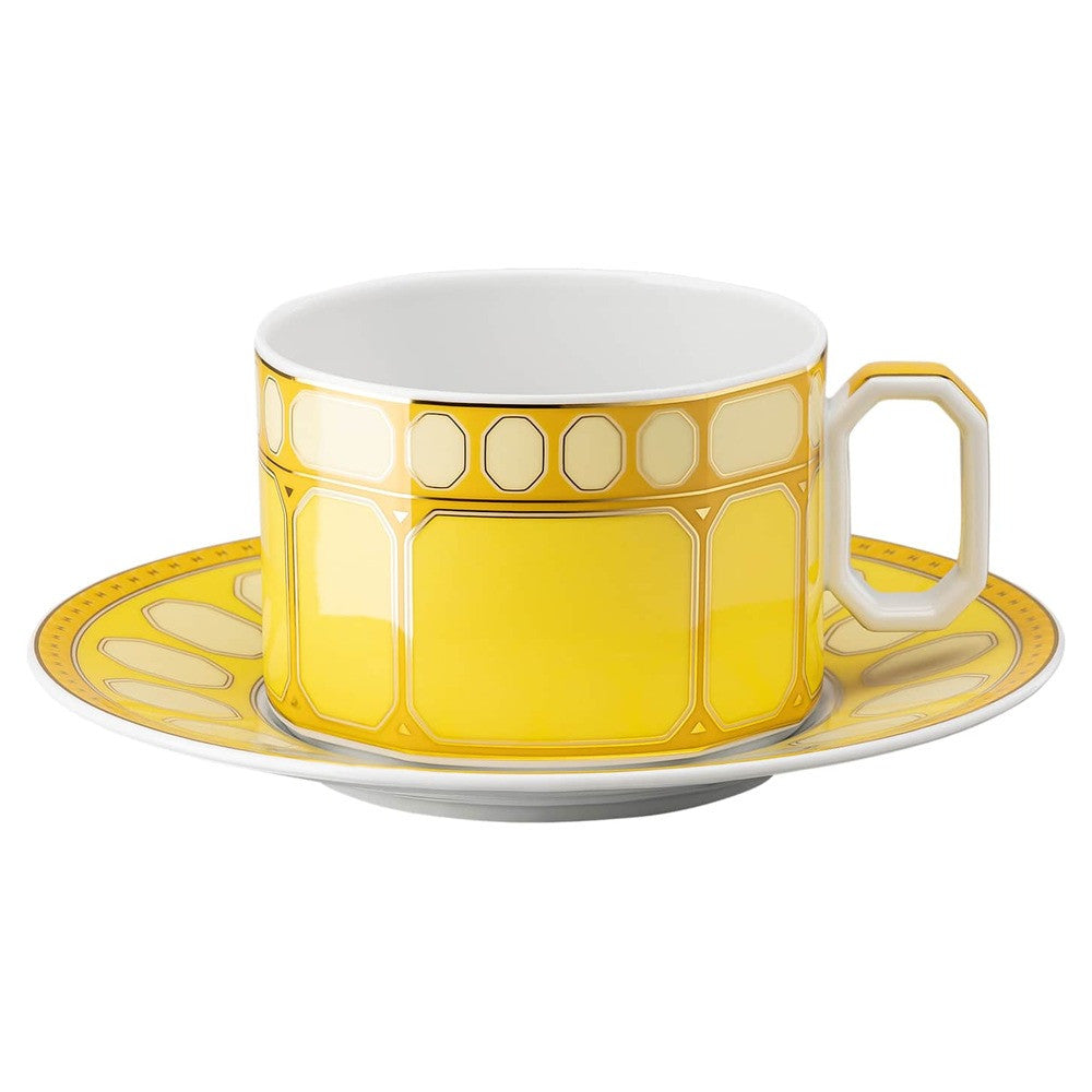 26 cl - Swarovski x Rosenthal Signum Tazza Tè Con Piattino In Porcellana