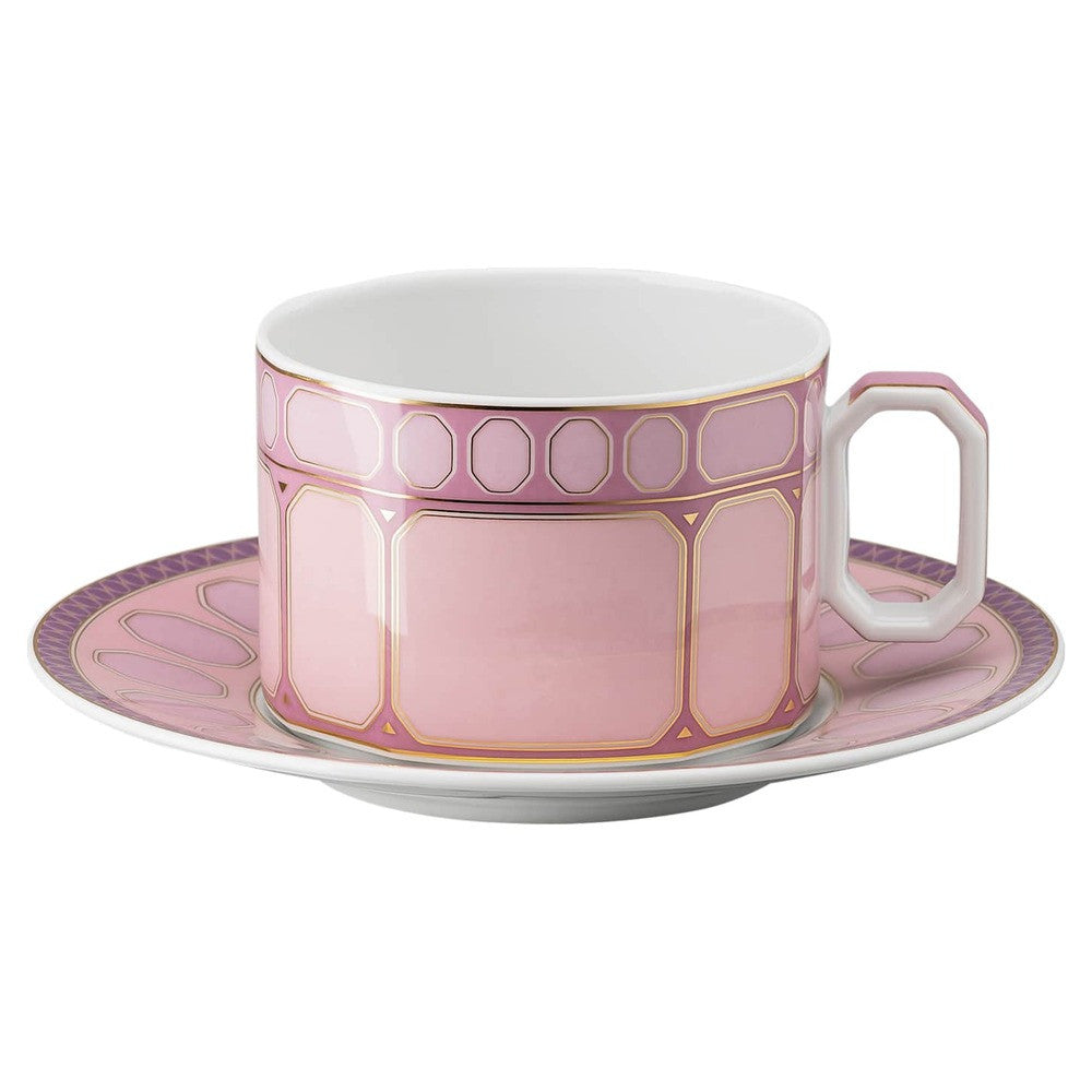 26 cl - Swarovski x Rosenthal Signum Tazza Tè Con Piattino In Porcellana