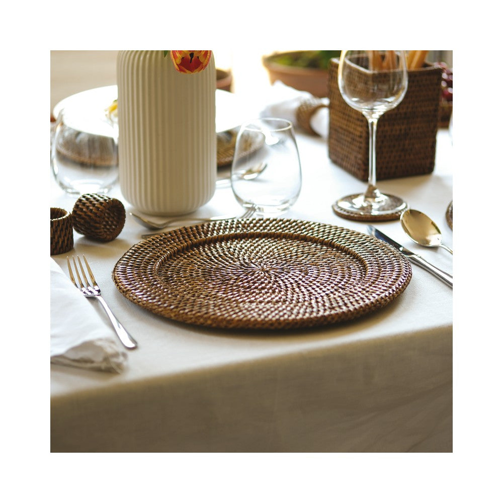32 cm - Sambonet Radici Piatto Presentazione Rotondo In Rattan